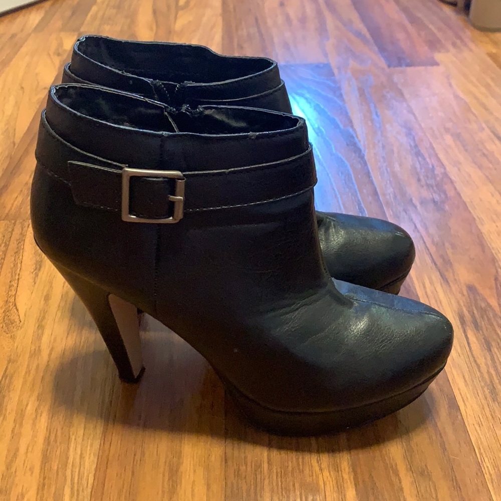 Black platform booties